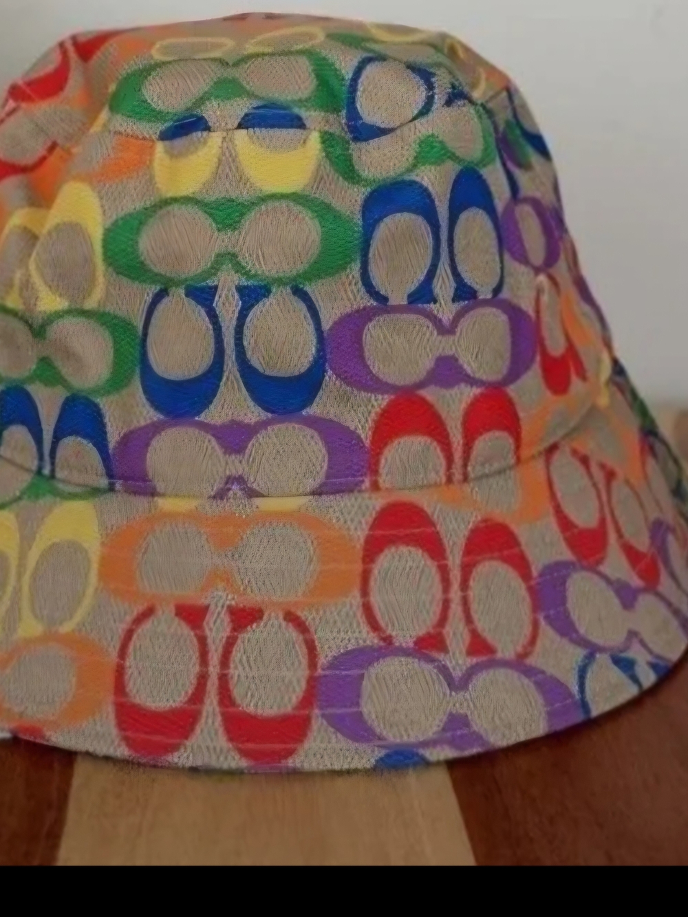 Coach Multicolor Signature Print Bucket Hat - Rainbow Logo - Picture 2 of 5